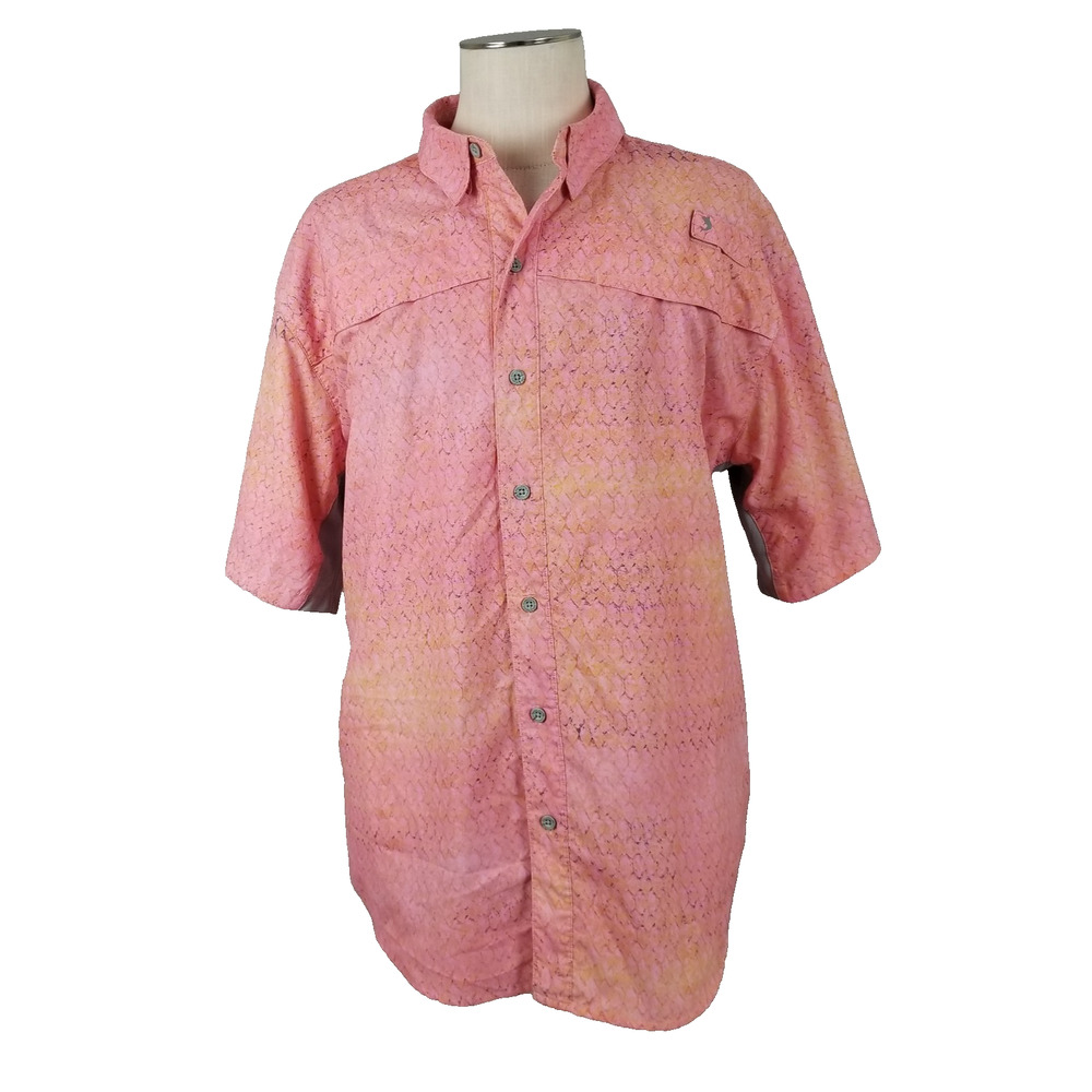 Reel Legends Mariner II Shirt Mens XL‎ Pink Orange Performance Fishing Outdoors